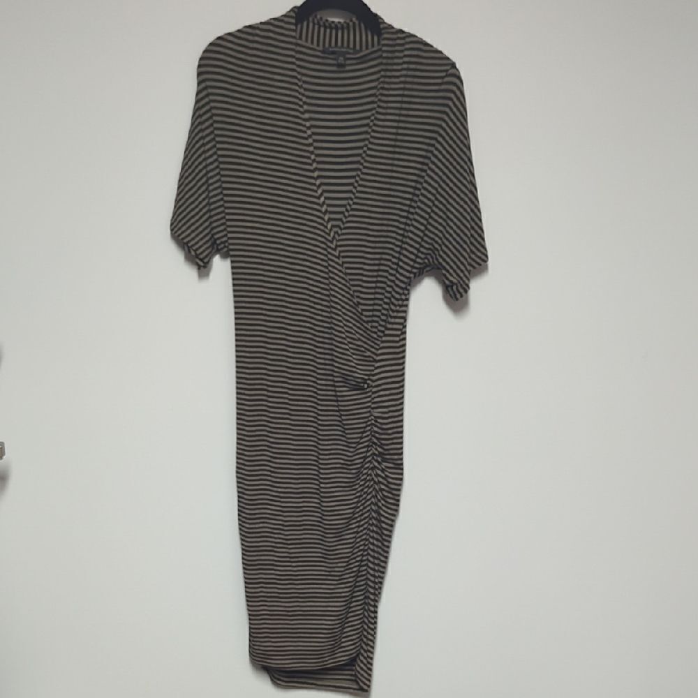 Banana Republic Elegant Black and Green Striped Dress